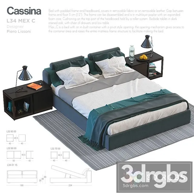 Cassina L34 Mex C Bed 3D Model Download