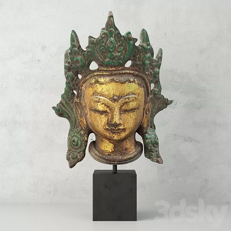 Cast Iron Kwan Yin Head 3D Model