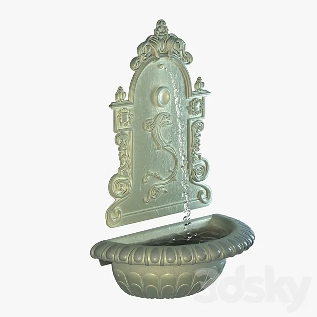 Cast iron wall mounted drinking fountain 3D Model Cast iron wall mounted drinking fountain 3D Model