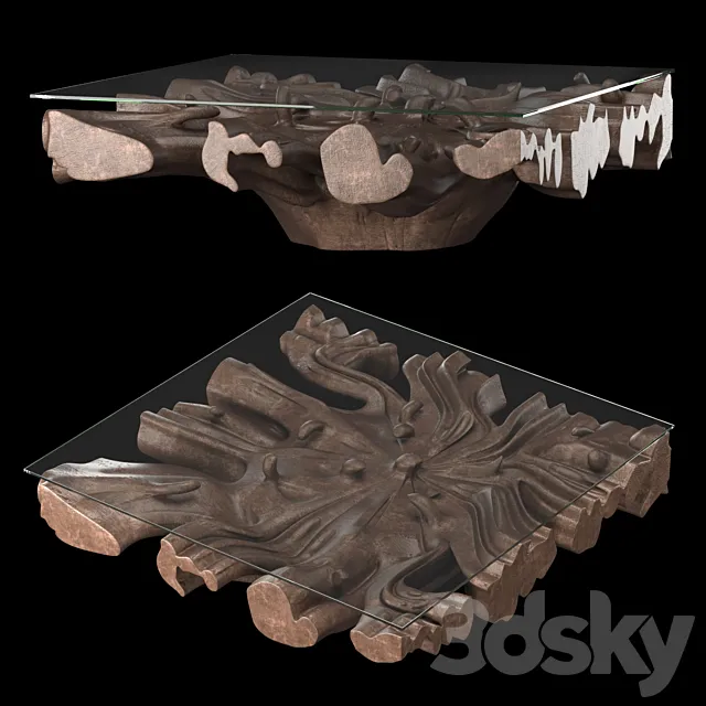 CAST ROOT SQUARE COFFEE TABLE – 48 3DModel