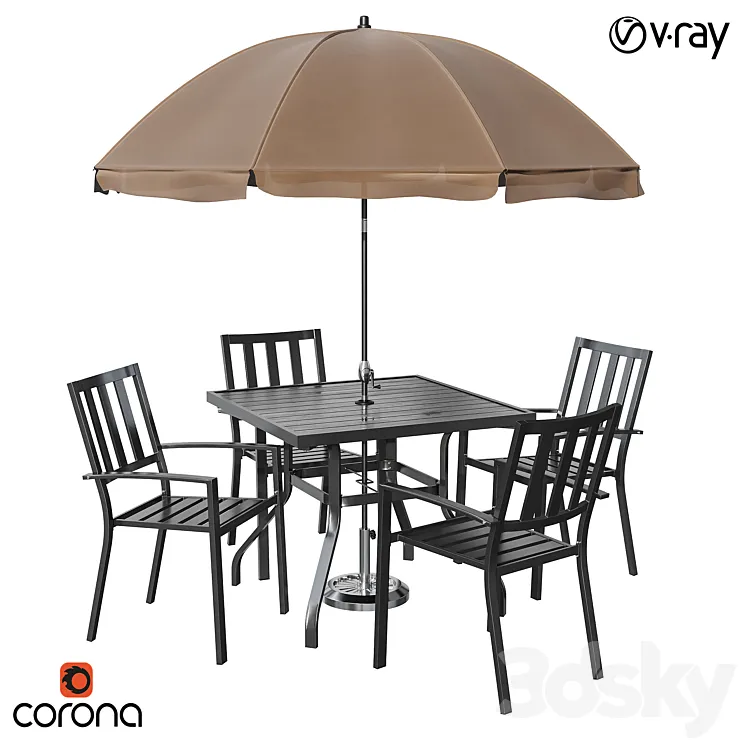 Castanon Rectangular Dining Set 3D Model Free Download