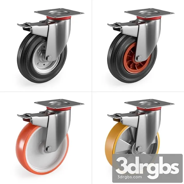 Casters set 1 3D Model Download