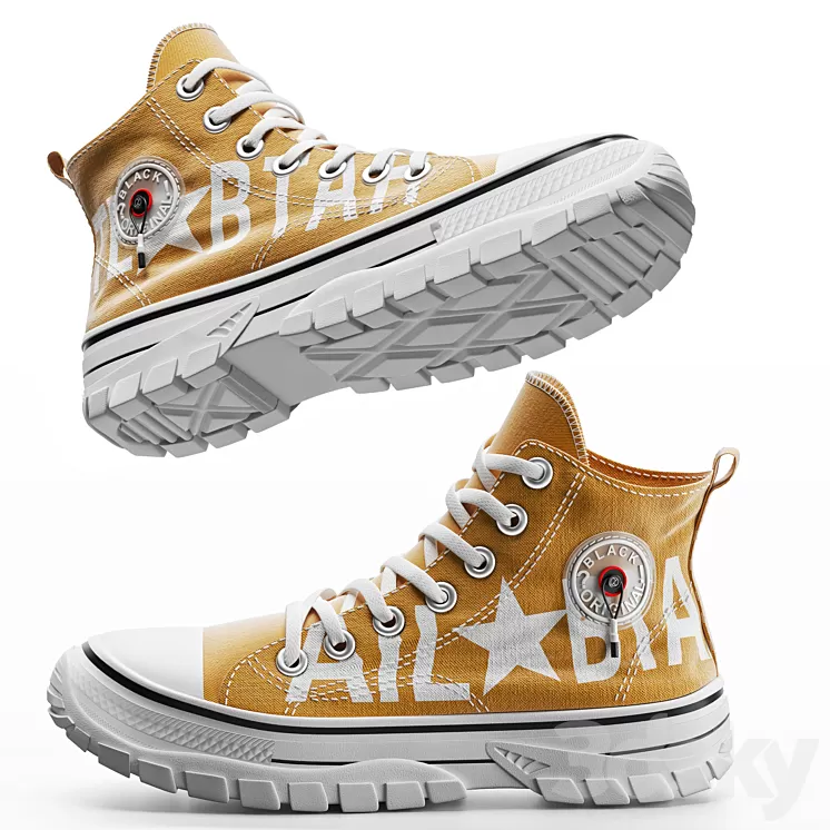Casual High-top Mustard 3D Model Free Download