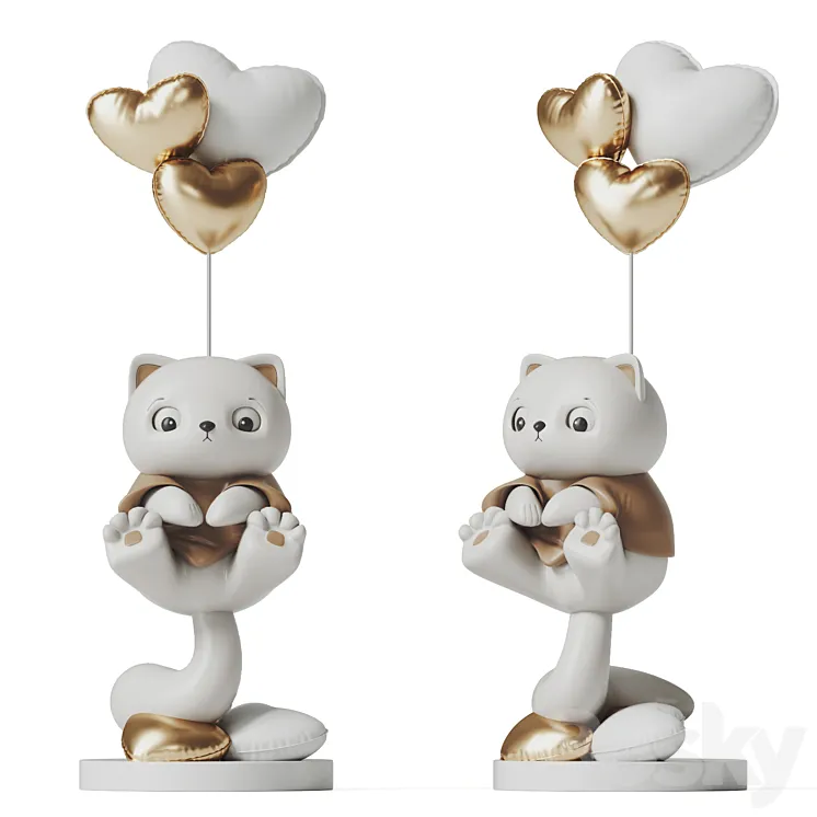 Cat and Balloons 3D Model Free Download