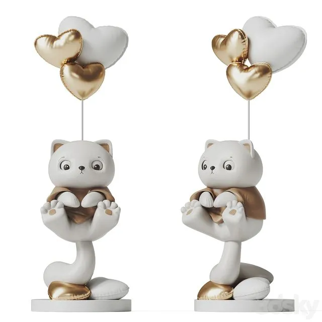 Cat and Balloons 3D Model