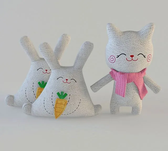 Cat and bunnies 3D Model Cat and bunnies 3D Model