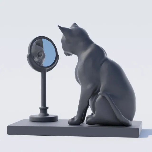 Cat and Mirror 3D Model