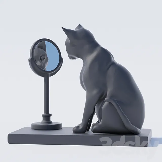 Cat and Mirror 3D Model Cat and Mirror 3D Model