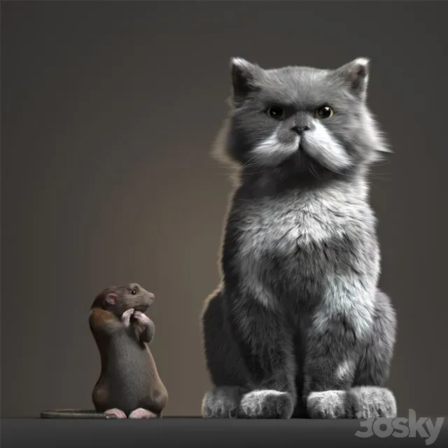 Cat and Rat 3D Model