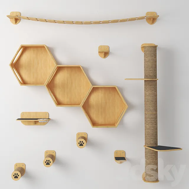 Cat furniture (wall) 3D Model Cat furniture (wall) 3D Model