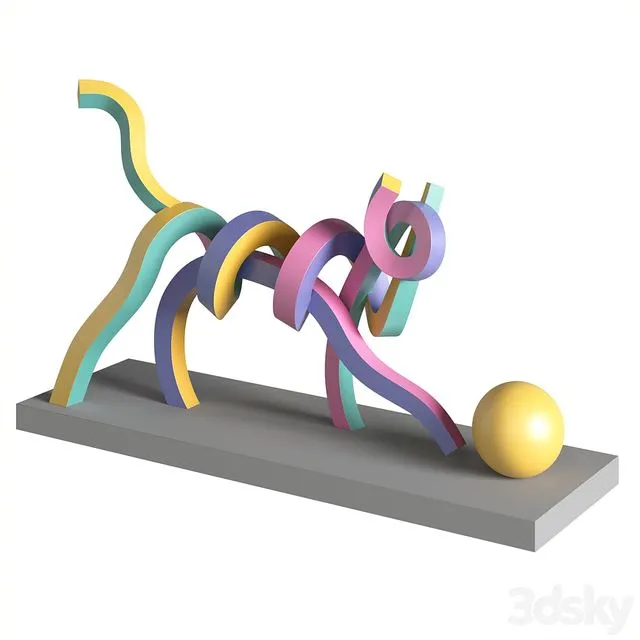 Cat With A Ball 3D Model Cat With A Ball 3D Model