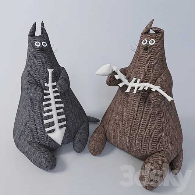 Cat with fish 3D Model Cat with fish 3D Model