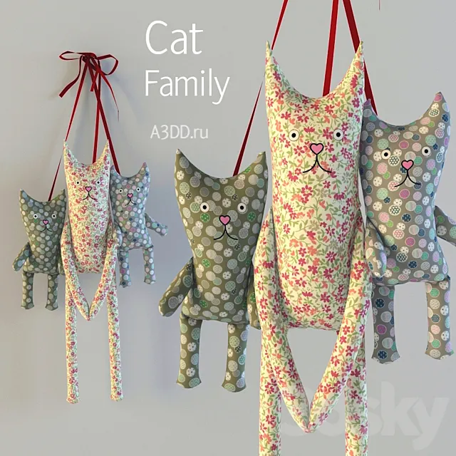 Cats textile hanging 3D Model Cats textile hanging 3D Model