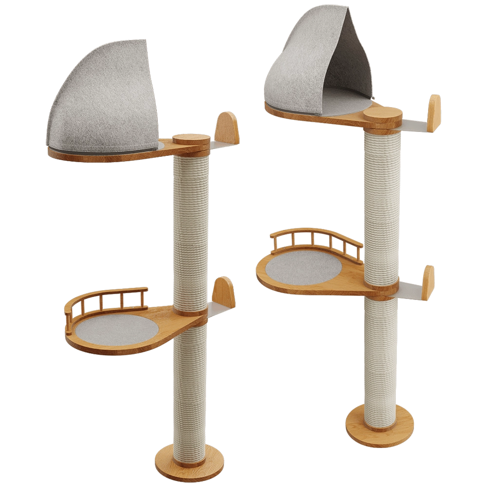 Catsby – High scratching post with house for cats VINE 118 3D Model