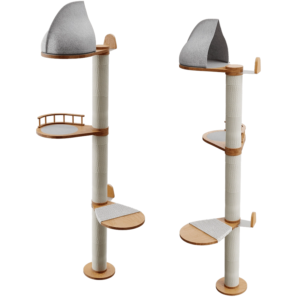 Catsby – High scratching post with house for cats VINE 145 3D Model