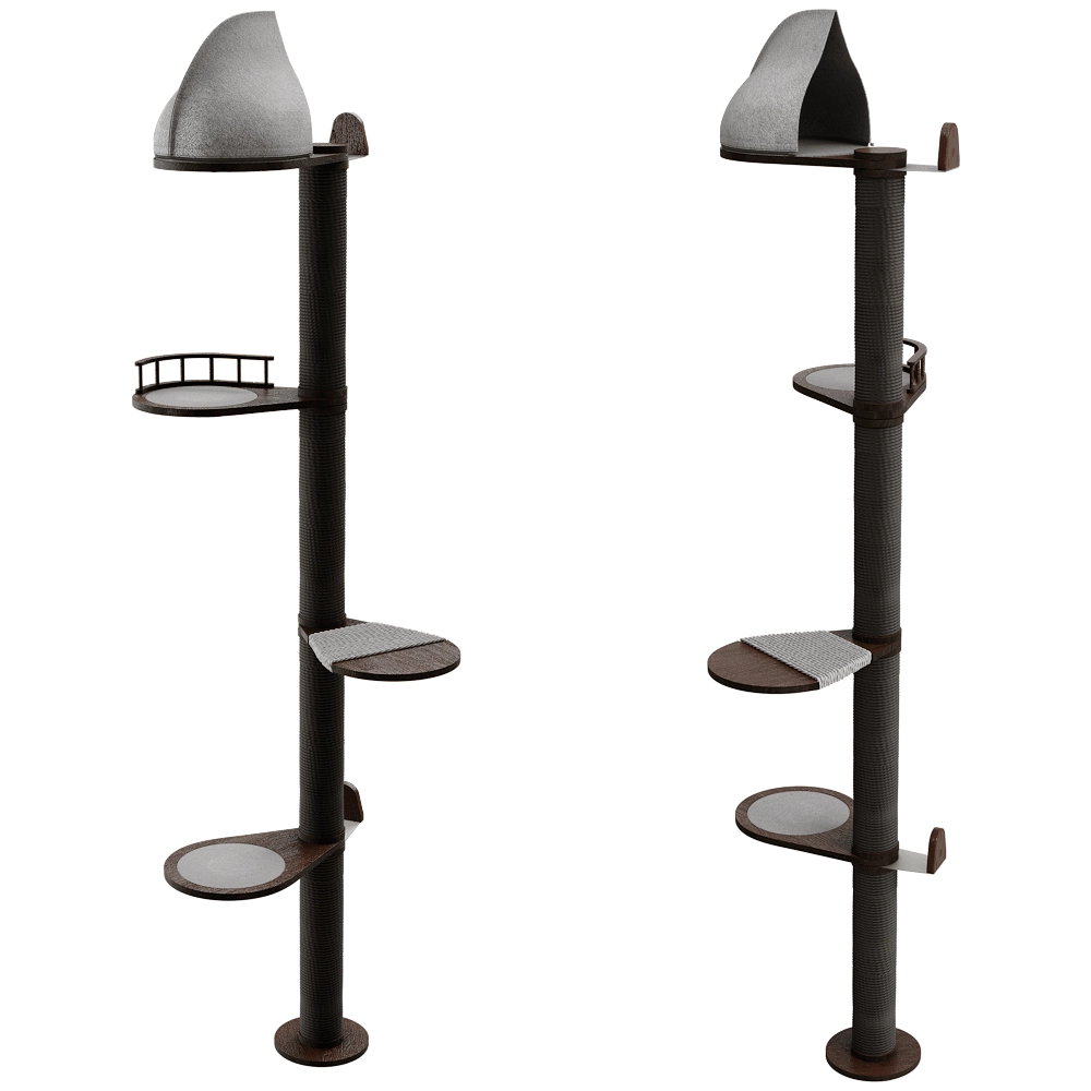 Catsby – High scratching post with house for cats VINE 192 3D Model