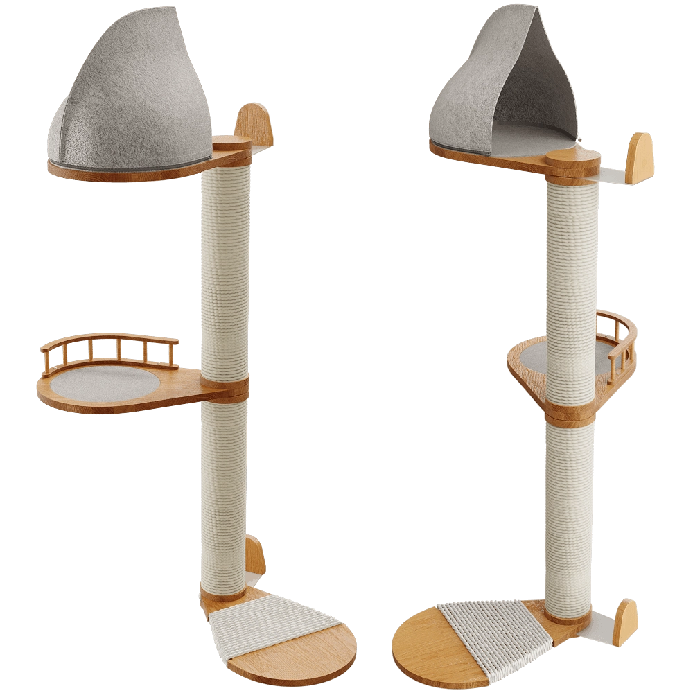Catsby – High scratching post with house for cats WALL 120 3D Model