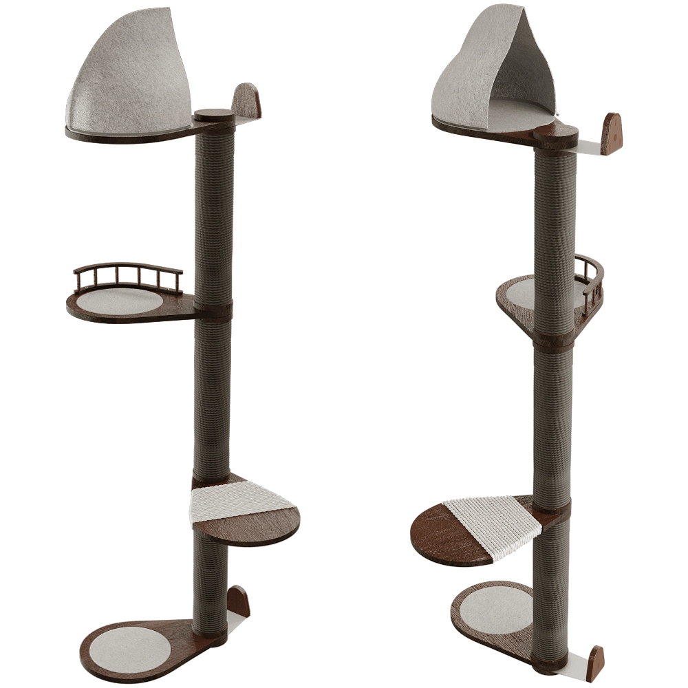 Catsby – High scratching post with house for cats WALL 177 3D Model