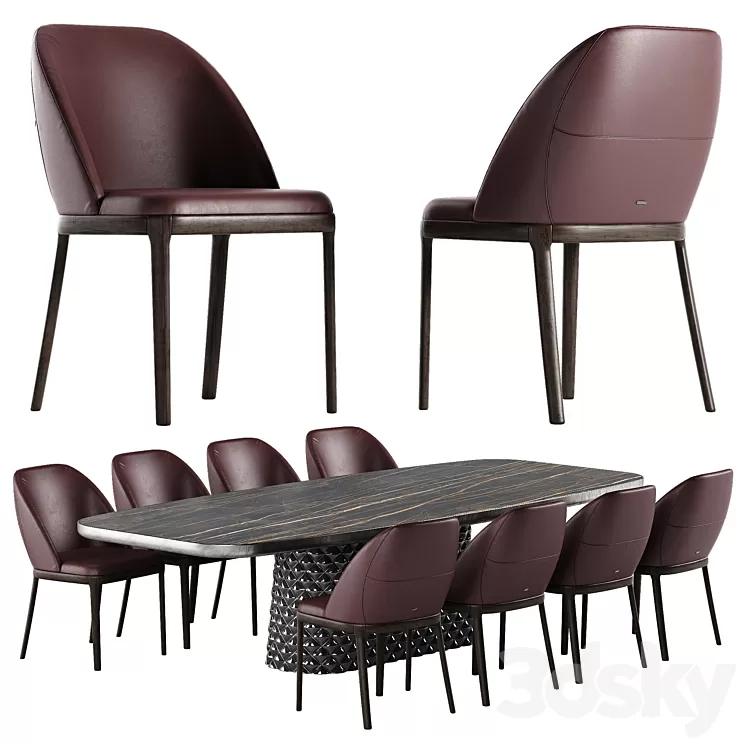 Cattelan Italia Atrium Keramik Premium table Mariel chair set 3D Model