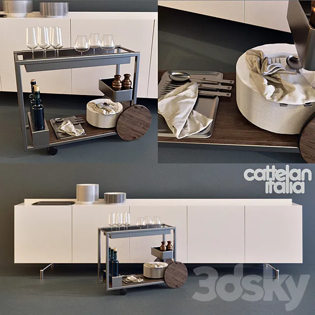 Cattelan Italia BRANDY Carrello bar in acciaio 3D Model Cattelan Italia BRANDY Carrello bar in acciaio 3D Model