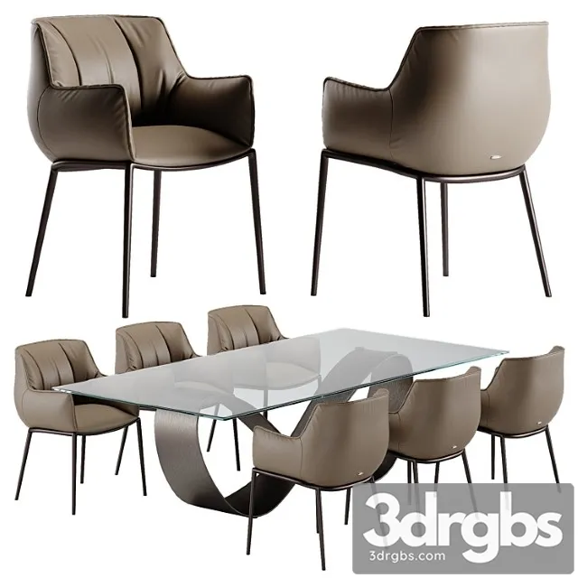 Cattelan Italia Butterfly table Rhonda chair set 3D Model Download Cattelan Italia Butterfly table Rhonda chair set 3D Model Download