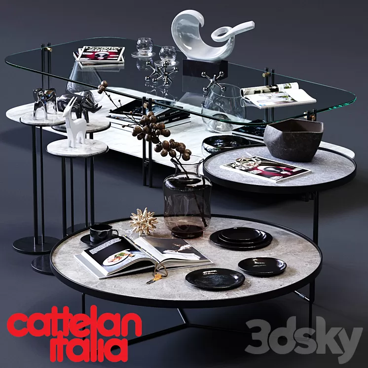 Cattelan Italia Coffee Tables Set 02 3D Model Cattelan Italia Coffee Tables Set 02 3D Model
