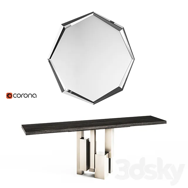 Cattelan Italia Consoles Skyline & Mirror Emerald 3D Model Cattelan Italia Consoles Skyline & Mirror Emerald 3D Model