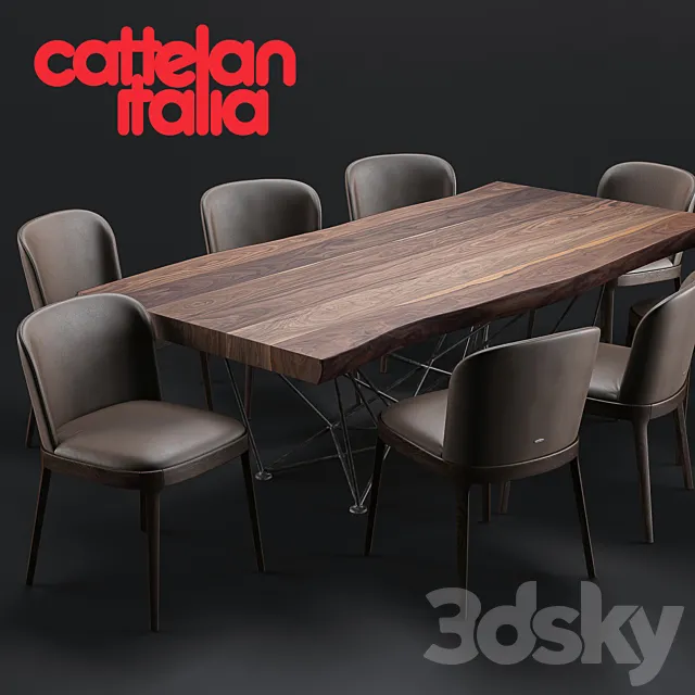 Cattelan Italia Gordon Deep Wood Magda Chair 3DModel Cattelan Italia Gordon Deep Wood Magda Chair 3DModel