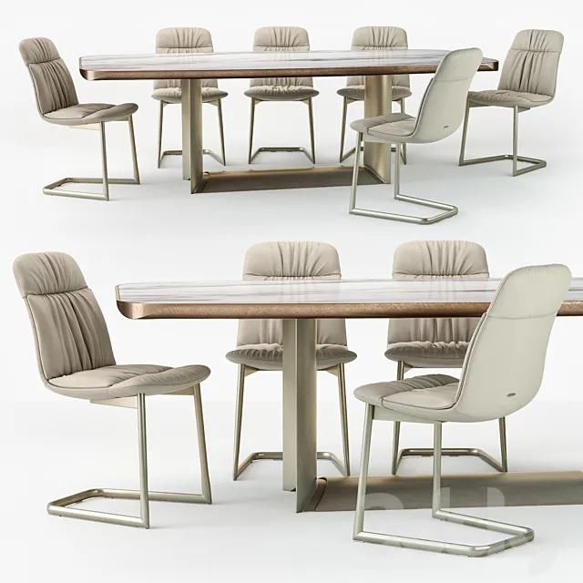 Cattelan Italia Kelly chair Dragon table 3DModel