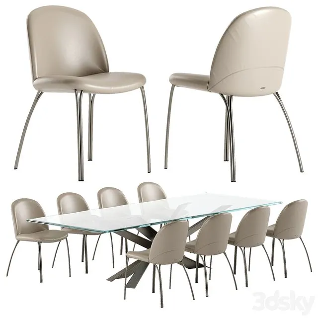 Cattelan Italia Lancer table Holly chair set 3D Model Cattelan Italia Lancer table Holly chair set 3D Model