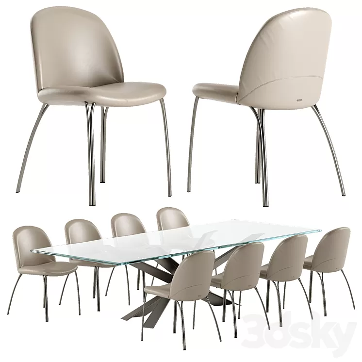 Cattelan Italia Lancer table Holly chair set 3D Model Cattelan Italia Lancer table Holly chair set 3D Model