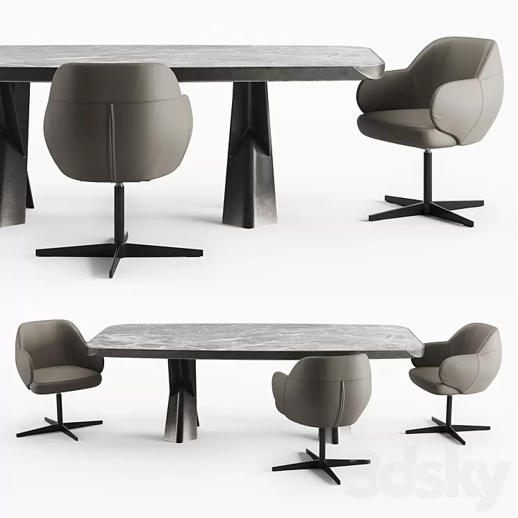 Cattelan Italia Mad Max Keramik Premium table and Bombe X chair 3D Model