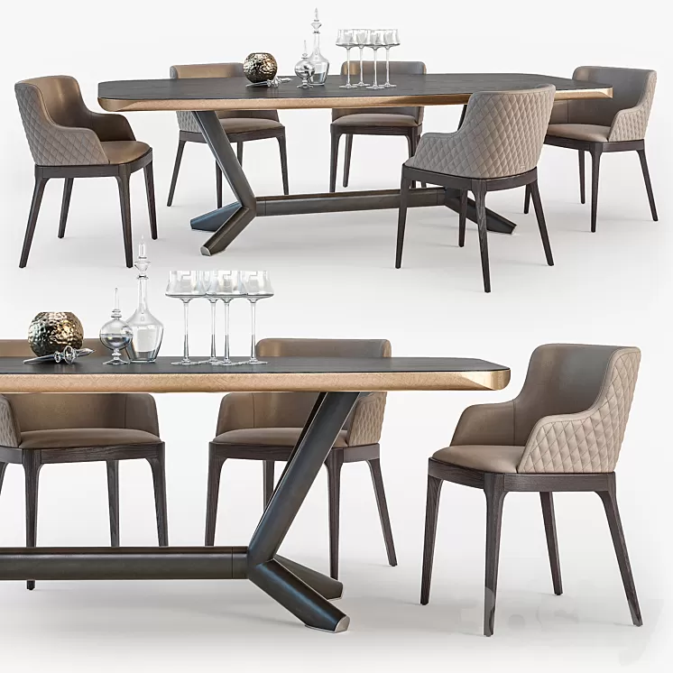 Cattelan Italia Planer table Magda armchair set01 3D Model Cattelan Italia Planer table Magda armchair set01 3D Model