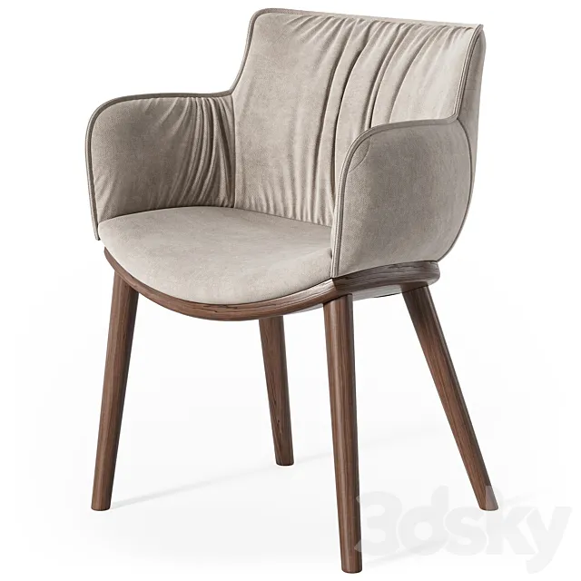 Cattelan Italia Rhonda wood armchair 3D Model Cattelan Italia Rhonda wood armchair 3D Model