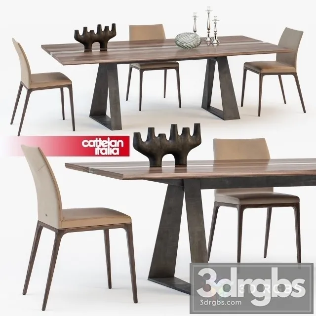 Cattelan Italia River Table Arcadia Chair 3D Model Download Cattelan Italia River Table Arcadia Chair 3D Model Download