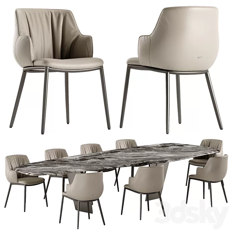 Cattelan Italia Senator table Rihanna chair set 3D Model Free Download