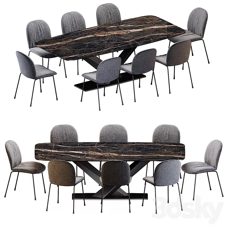 Cattelan Italia Tina chair Stratos Keramik table 3D Model Cattelan Italia Tina chair Stratos Keramik table 3D Model