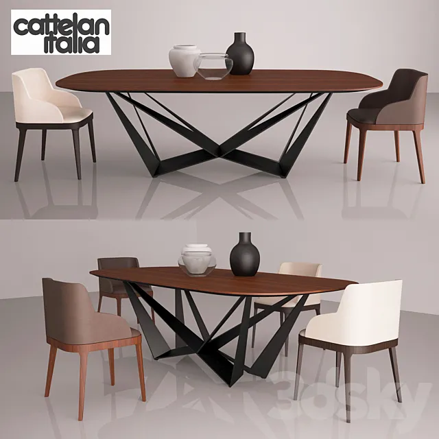 Cattelan Skorpio table and chair Magda 3D Model