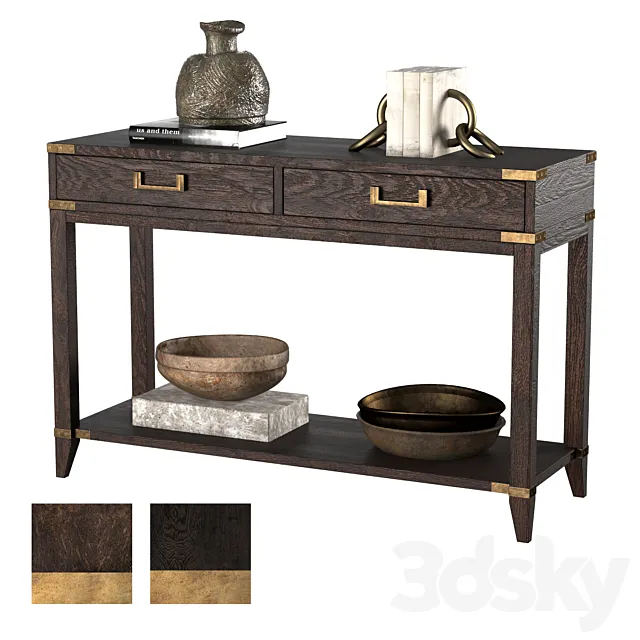 CAYDEN CAMPAIGN 2-DRAWER CONSOLE TABLE dark 3D Model