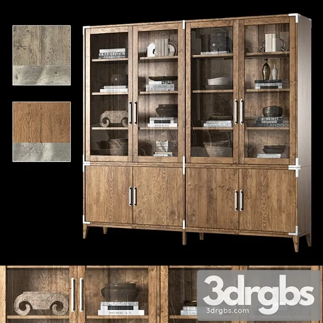 Cayden campaign 4-door glass sideboard & hutch 3D Model Download
