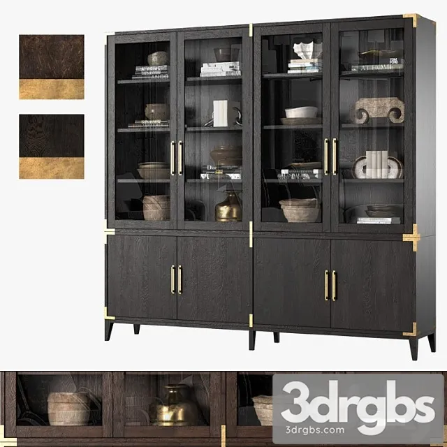 Cayden campaign 4-door glass sideboard & hutch (dark) 3D Model Download