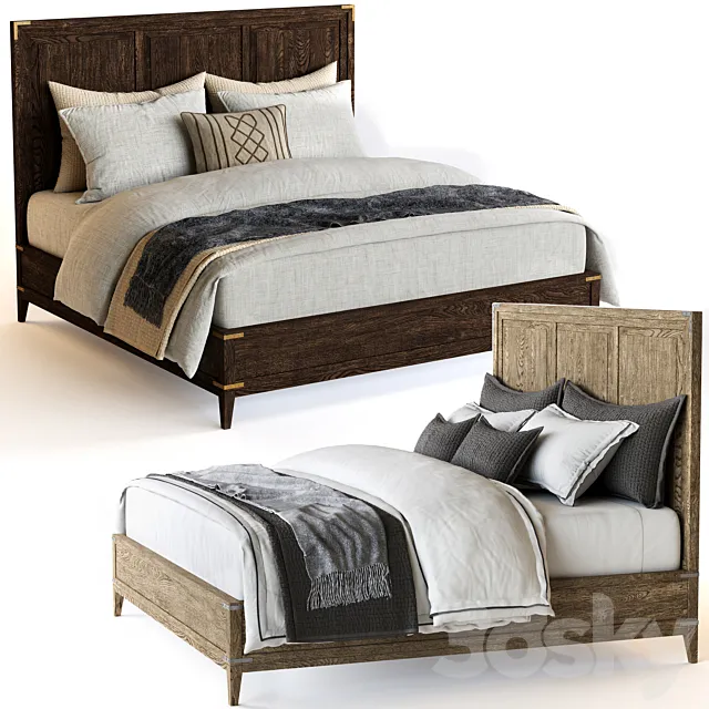 CAYDEN CAMPAIGN PANEL BED WITH CORNER BRACKETS Restoration Hardware 3D Model CAYDEN CAMPAIGN PANEL BED WITH CORNER BRACKETS Restoration Hardware 3D Model