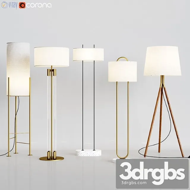 Cb2 – 5 floor lamps set 1 3D Model Download