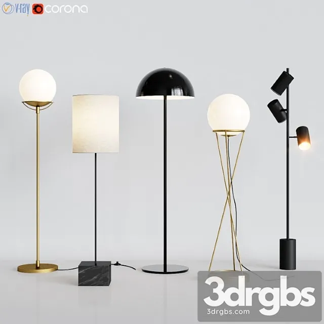 Cb2 – 5 floor lamps set 2 3D Model Download