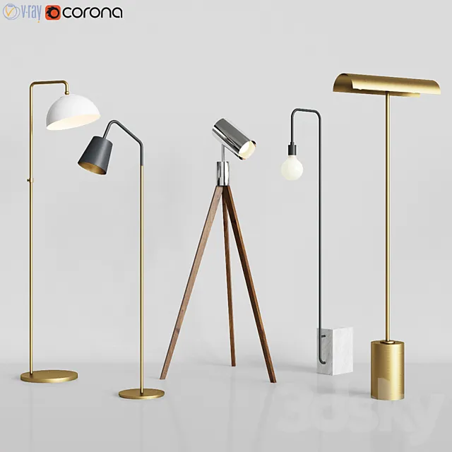 CB2 – 5 Floor Lamps Set 3 3DModel