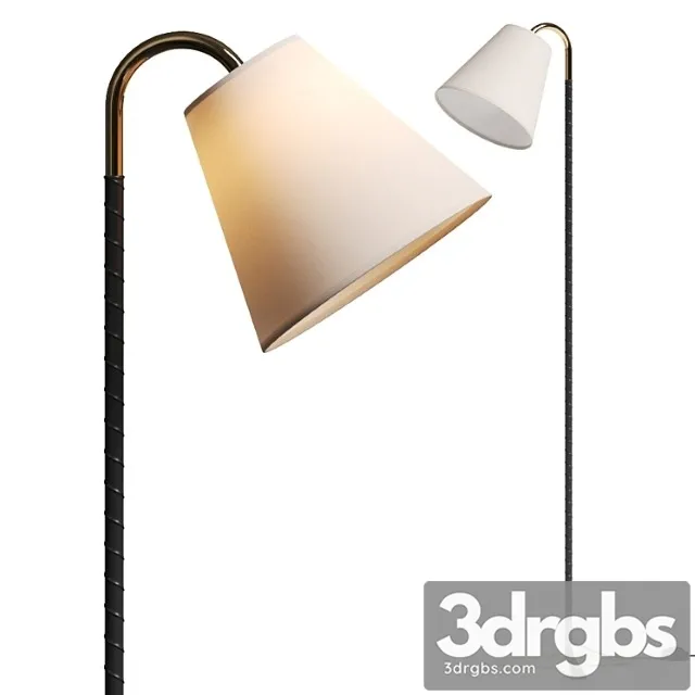 Cb2 Barnes Brass And Black Leather Floor Lamp 3D Model Download