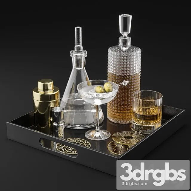 Cb2 barware coffee table decor set 1 3D Model Download Cb2 barware coffee table decor set 1 3D Model Download