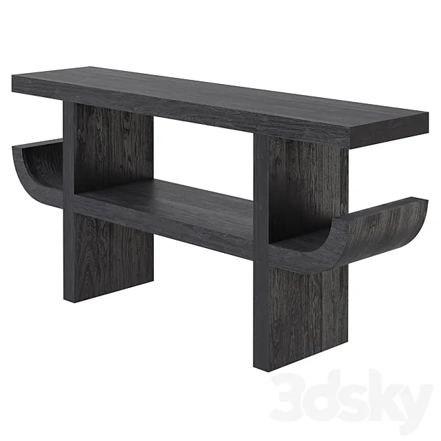 CB2  black acacia console Pagoda 3D Model