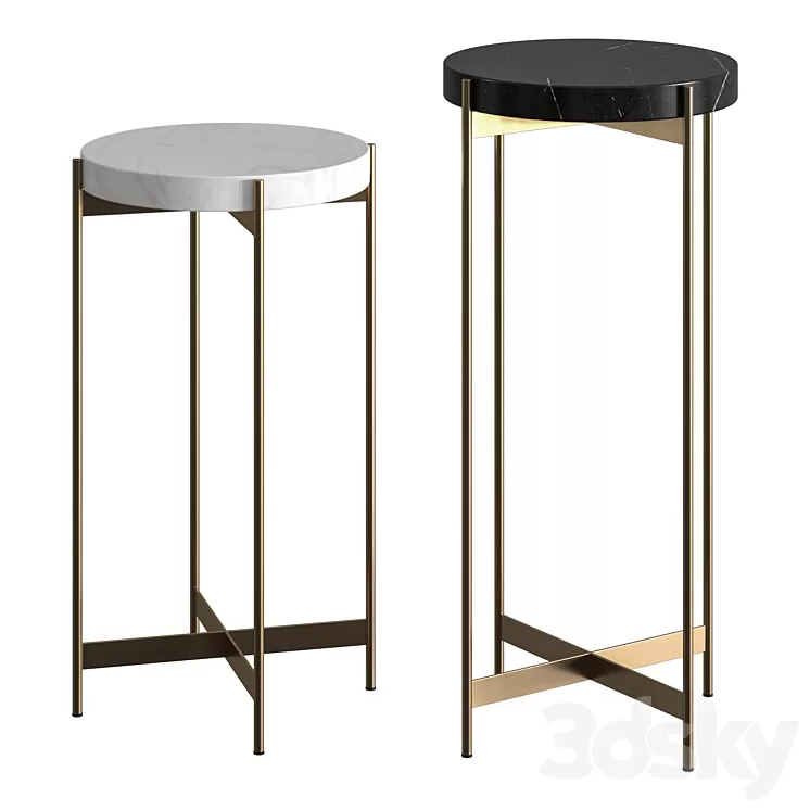 CB2 Block Marble Pedestal Tables 3D Model CB2 Block Marble Pedestal Tables 3D Model
