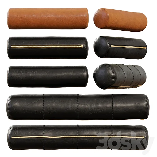 CB2 Bolster Leather Throw Pillows 3D Model